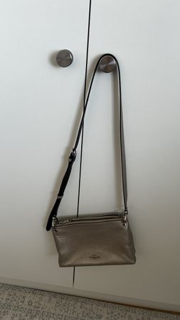 Handtasche COACH, Leder, silber/gold, crossbody