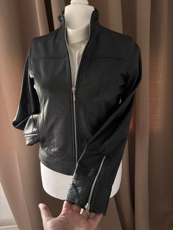 Damen Lederjacke schwarz Reissverschluss guter Zustand