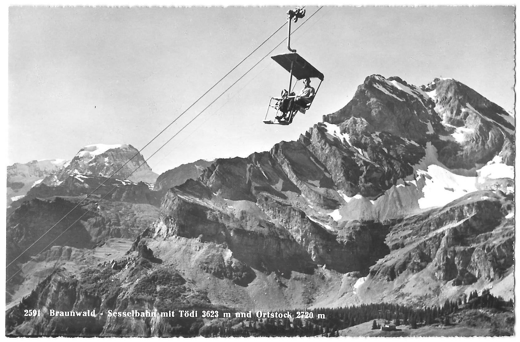 Ansichtskarten: Braunwald Sesselbahn mit Tödi – Gebraucht aus Olten von clotaldi