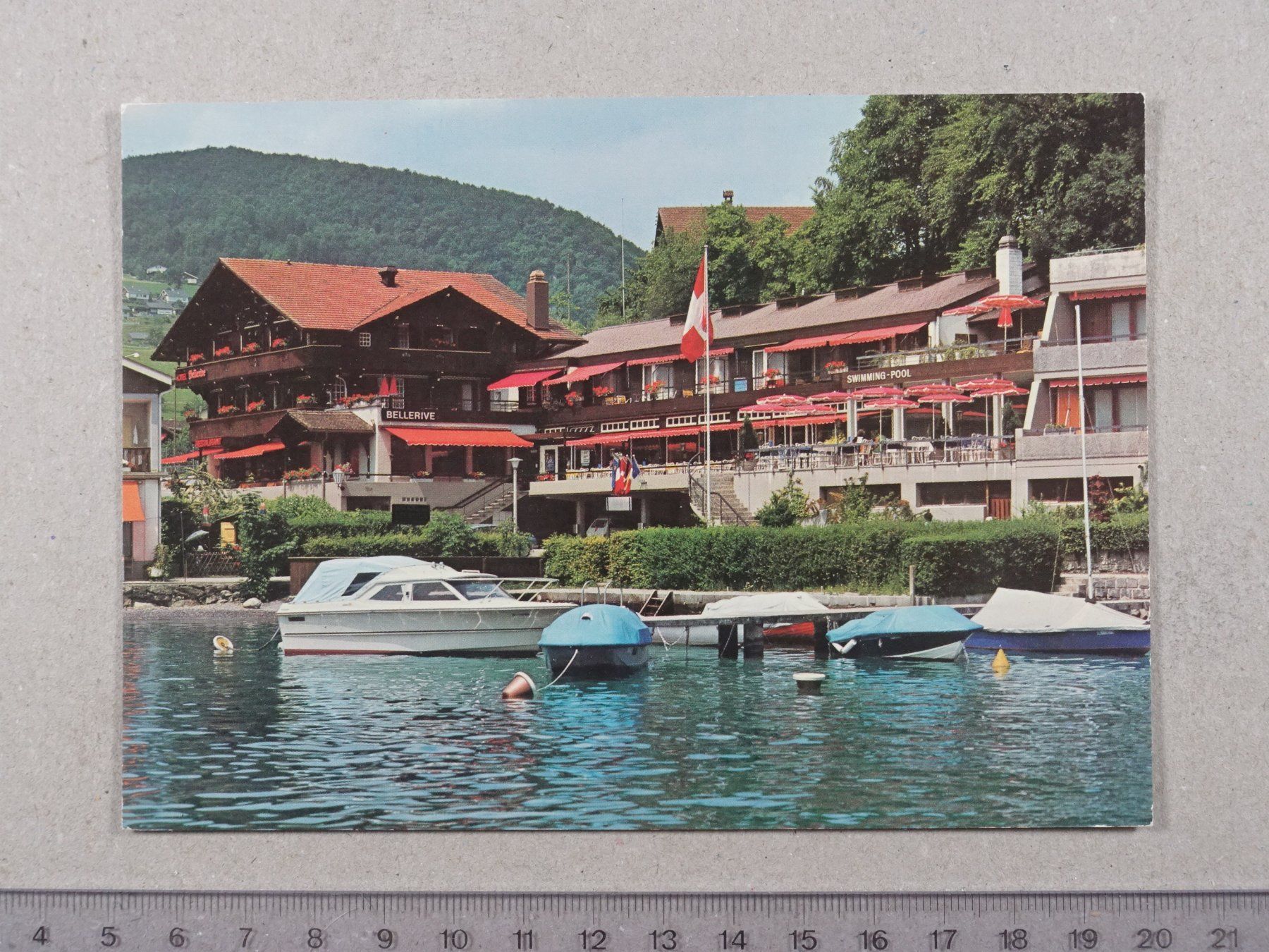 Ansichtskarten: Faulensee, Hotel Restaurant Bar "Bellerive", Boot, Schiff – Gebraucht aus Lenzburg von fh1