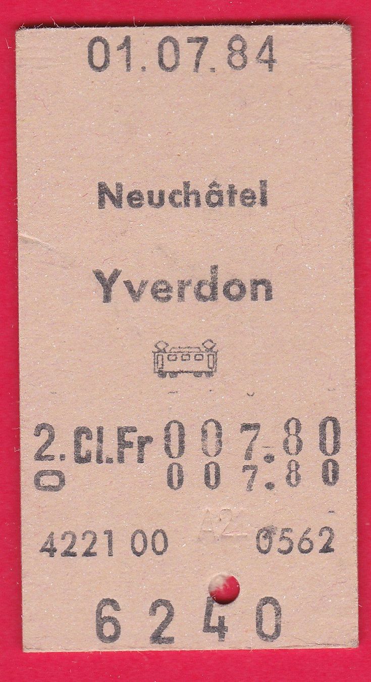 Tickets: KARTON BILLETT, NEUCHATEL - YVERDON, 2.KLASSE, EINFACH – Gebraucht aus Oberrieden von Gebirgsstelze