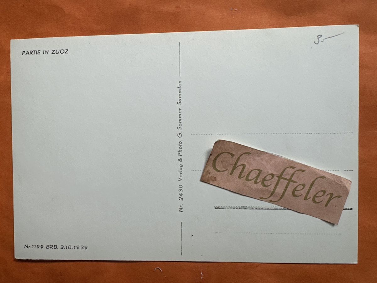 Ansichtskarten: Alte Ansichtskarte: Partie in Zuoz, Samaden, Graubünden – Gebraucht aus Zürich von Chaeffeler 1
