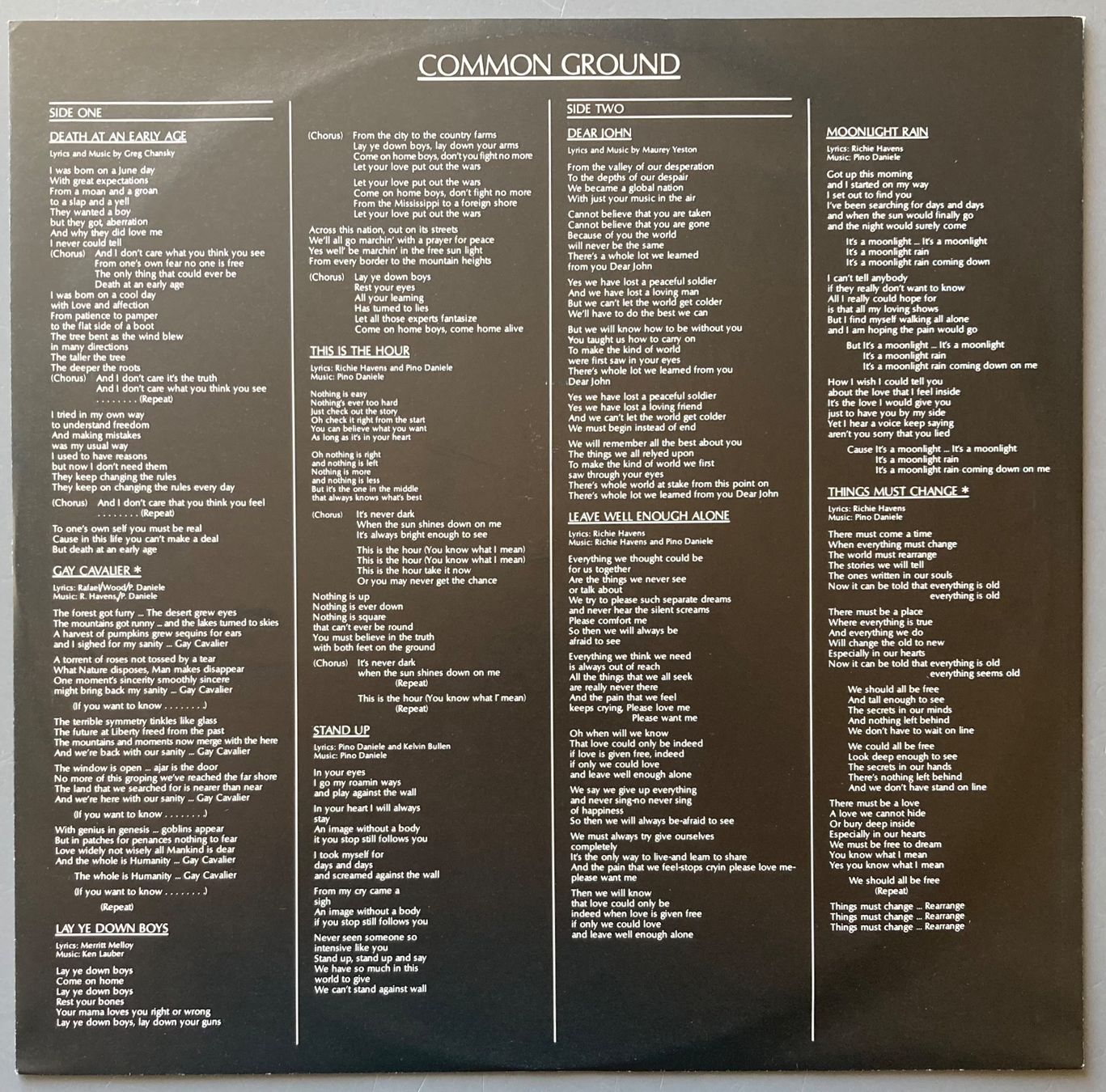 Dischi in vinile: RICHIE HAVENS - COMMON GROUND – Nuovo e nell'imballaggio originale da Poliez-Pittet venduto da Newtown-Records 2