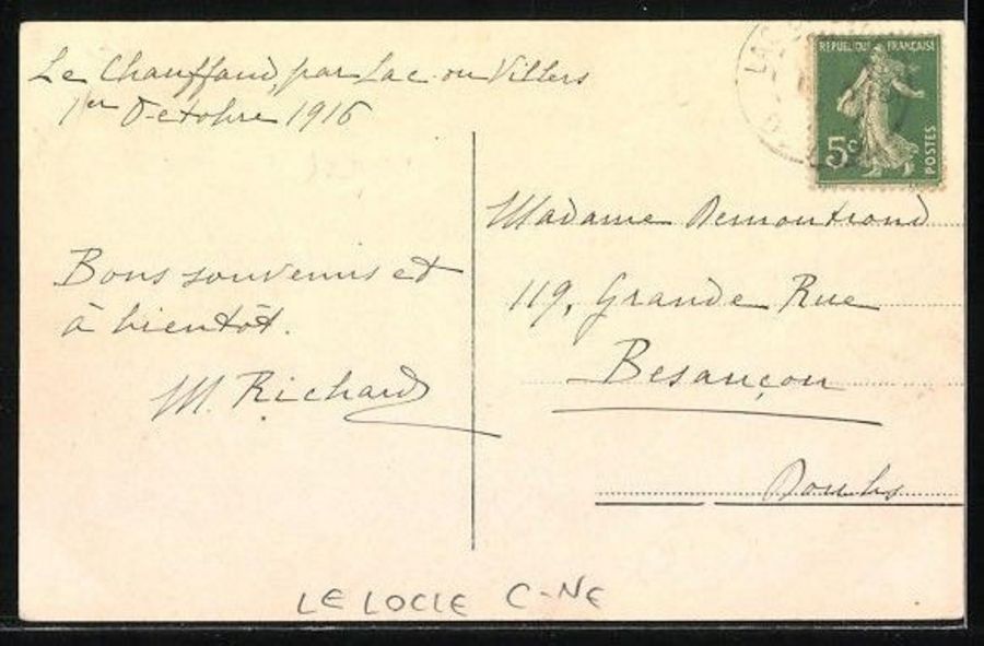 Cartoline postali: Le Prévoux, pâturage, circulée 1916 – Usato da Frauenfeld venduto da POML 1