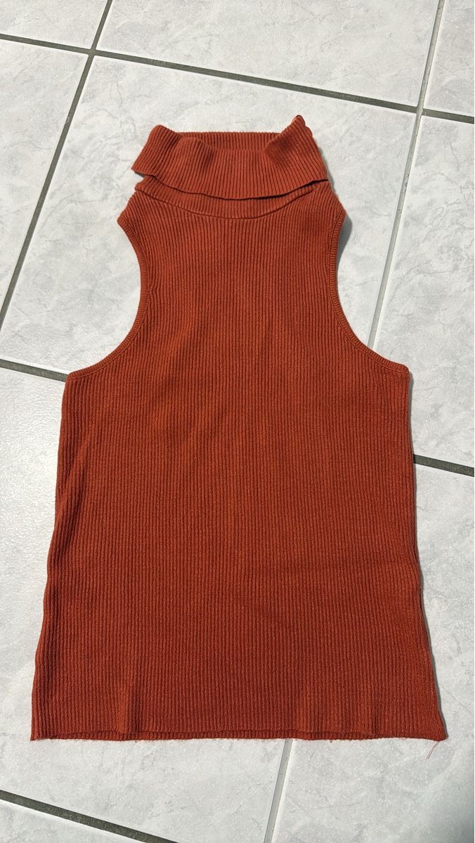 Top: Rust Ribbed Knit Sleeveless Top - Perfect for Summer! – Usato da Effretikon venduto da lio_gjr8