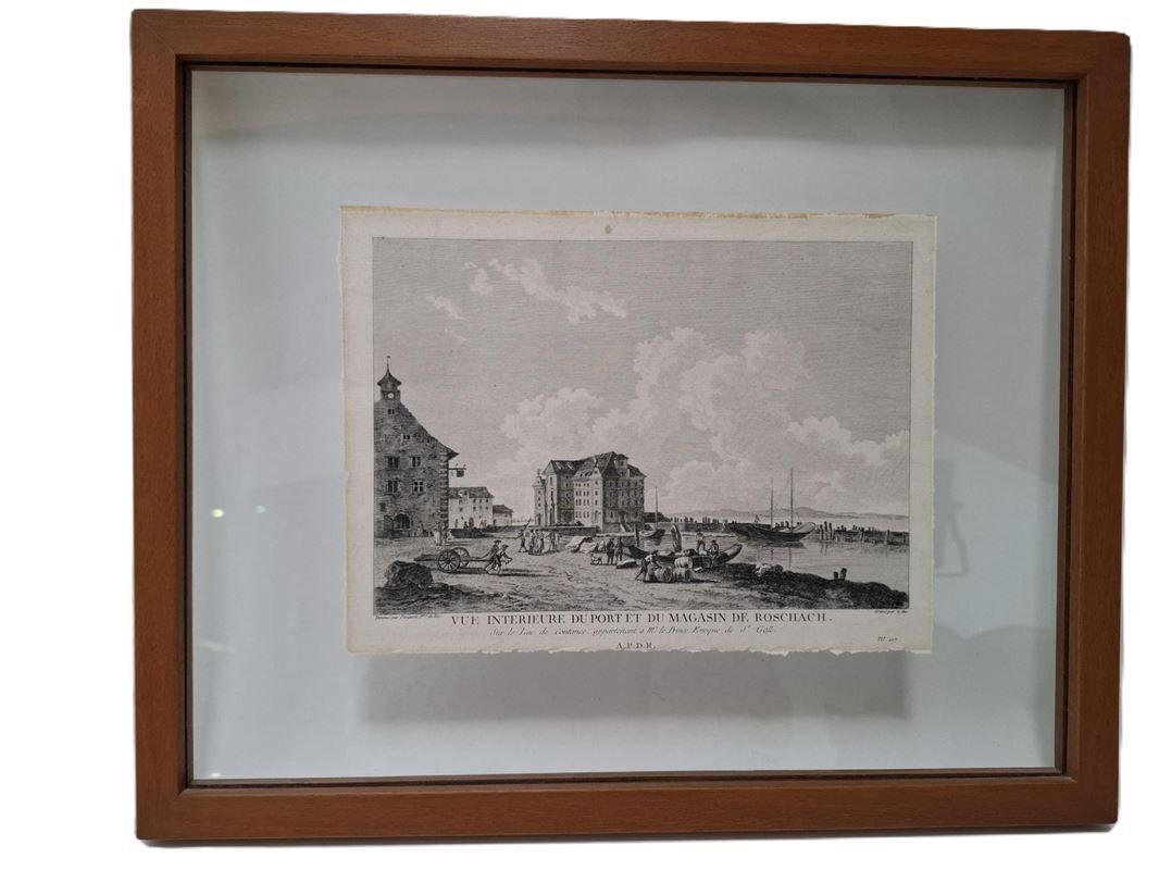 Dipinti: Rorschach Hafen Kornhaus Radierung 1780 Pérignon – Usato da Wil SG venduto da Restwert_Wil