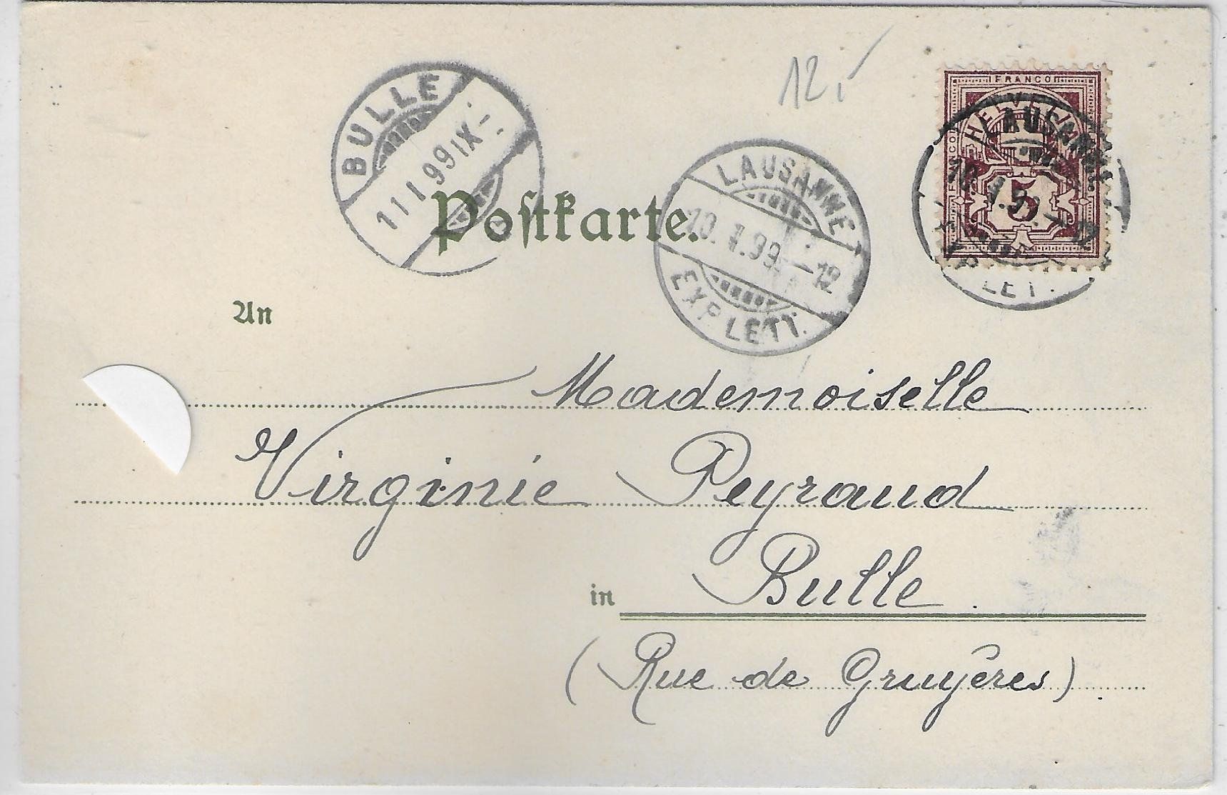 Cartoline postali: 2 kleine Mädchen über der Mauer - Litho 1899 – Usato da Ettingen venduto da Kartenplanet 1