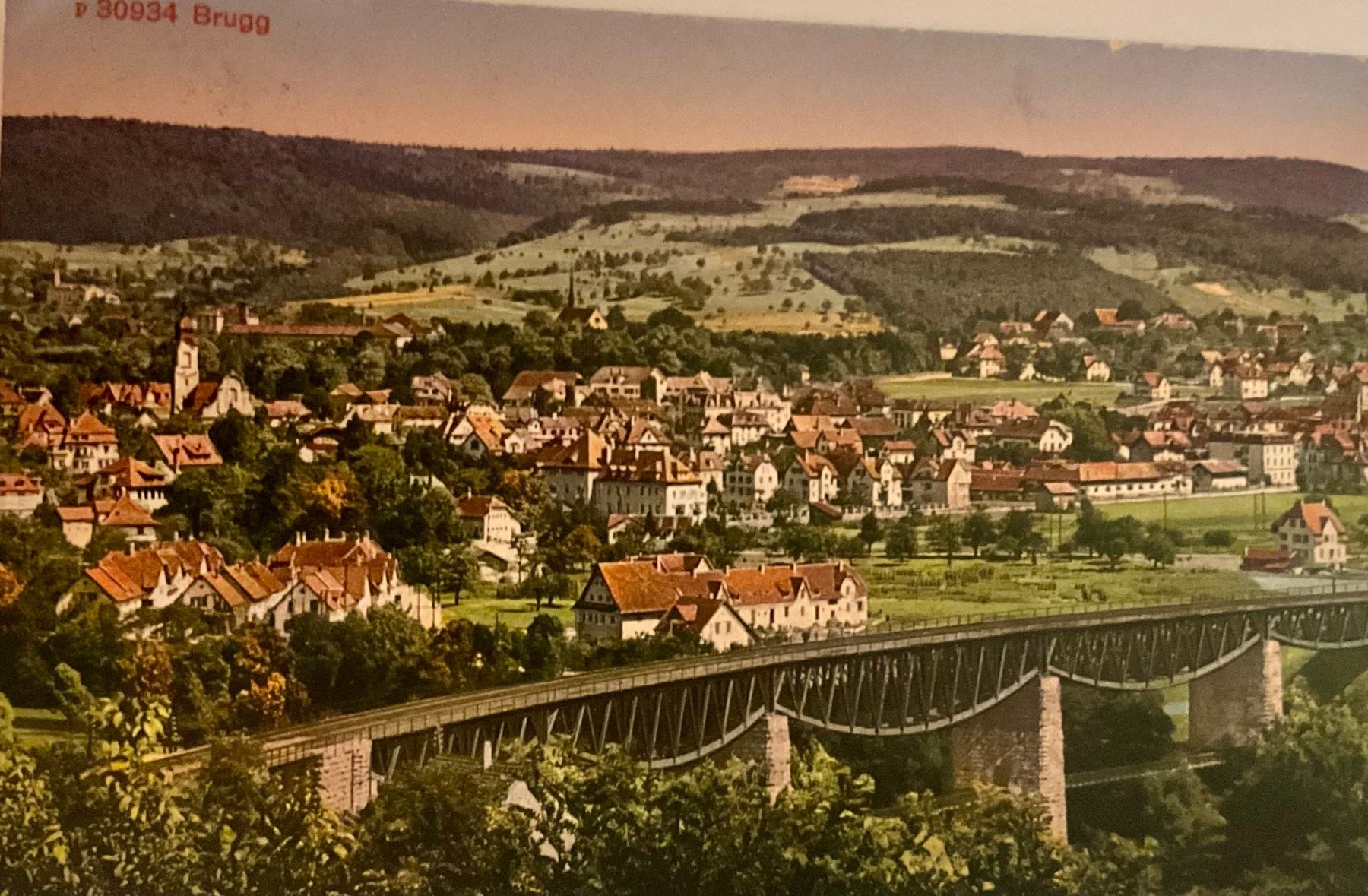 Ansichtskarten: Ansichtskarte  Brugg 1920,Dorfansicht – Gebraucht aus schlieren von Retton