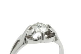 Antiker Diamant Solitär Ring ca. 0.6ct 18K Weissgold *S3892