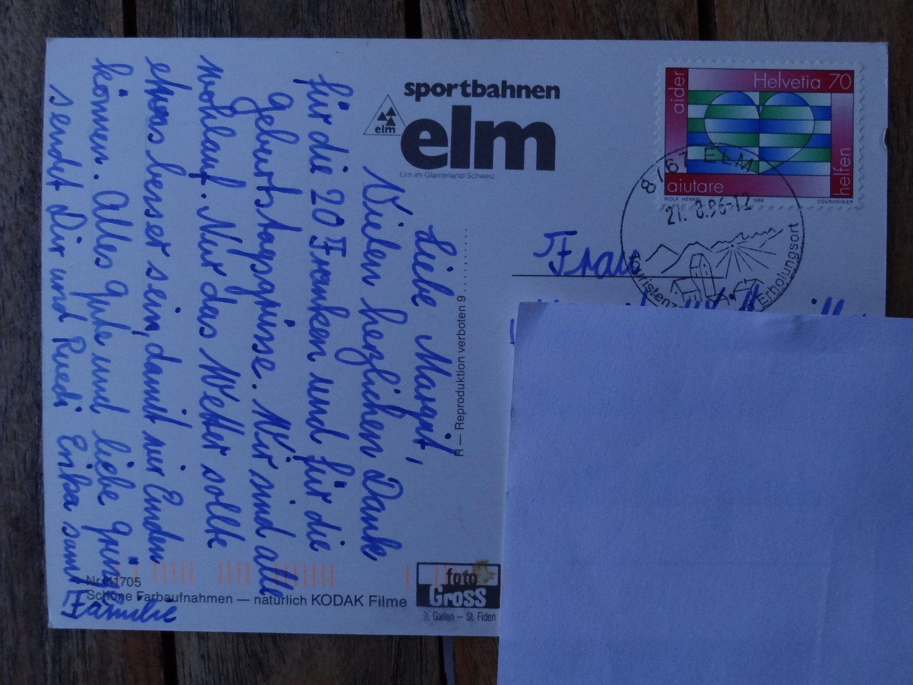 Ansichtskarten: Elm - GL - 1990, souvenir Suisse – Gebraucht aus St Léonard von Riglin 1