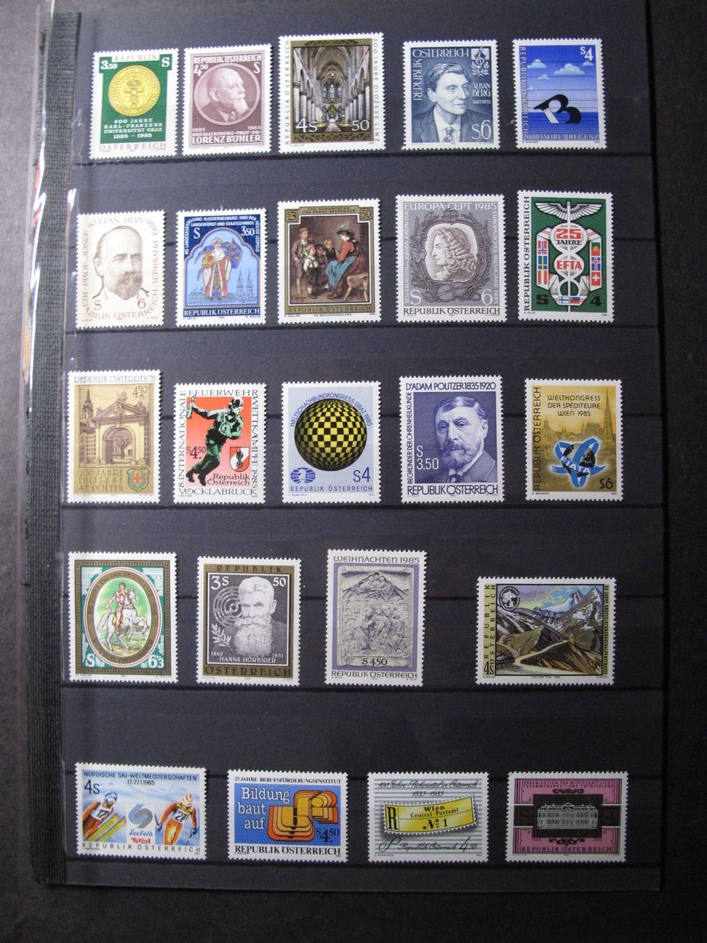 Tutti i francobolli: Oesterreich 1985 Postfrisch 34 Marken ** – Usato da Wil SG venduto da fva01