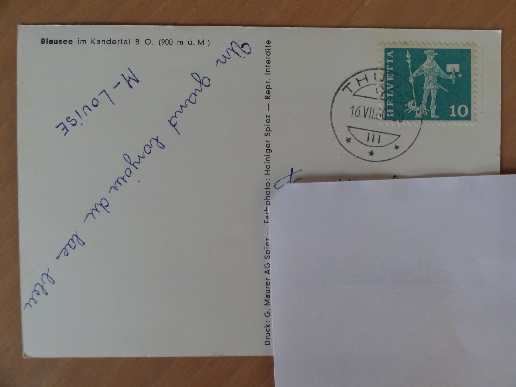 Cartoline postali: Blausee - Kandersteg - BE - 1960 – Usato da St Léonard venduto da Riglin 1