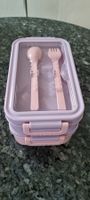 Brotdose Lunchbox lila Edelstahl neu mit Besteck