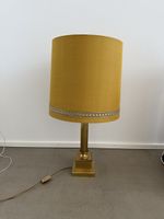 Tischlampe Gold Sockel Gelber Schirm Vintage Stil Gebraucht