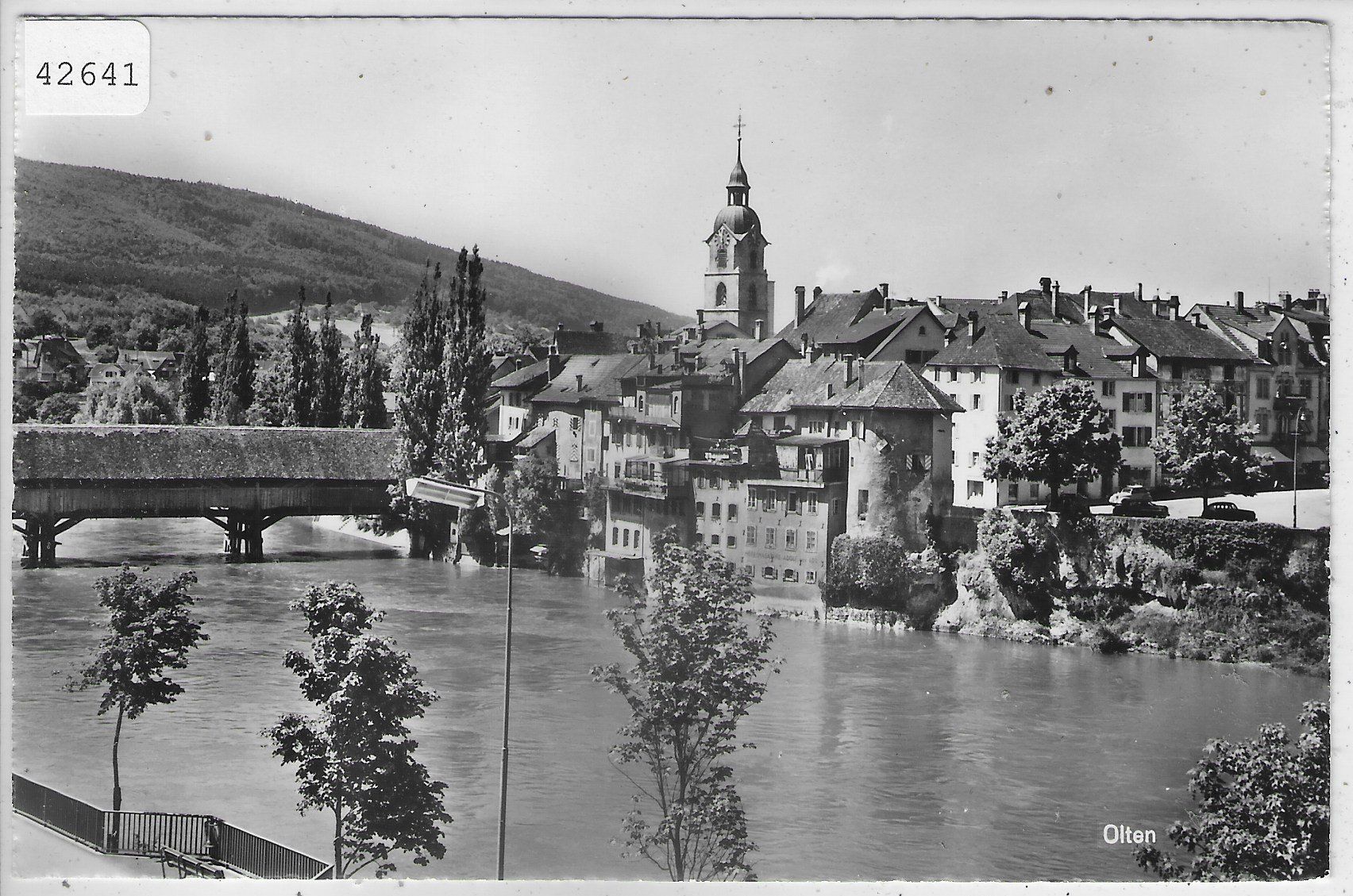 Ansichtskarten: Olten - Holzbrücke mit Aare – Gebraucht aus Ettingen von Kartenplanet