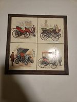 Tableau ancien voitures collection - Déco vintage rare!