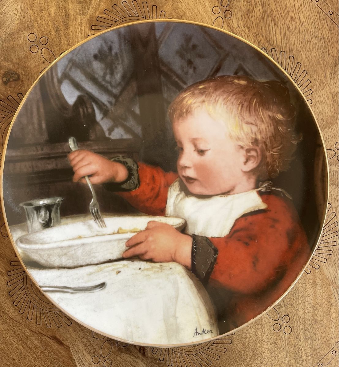 Piatti: Assiette de collection Albert Anker - "Garçon à table" – Usato da Biel/Bienne venduto da Muriel0604