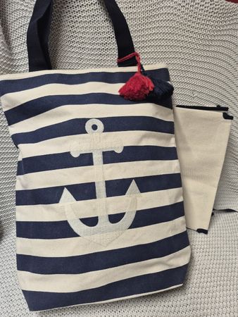 BUCHERER Strandbag, Shopper, Tasche gross, maritim, Anker