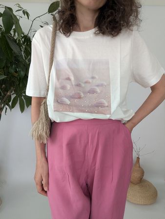 T-Shirt Weiss mit Print Grösse XL 100% Baumwolle neu
