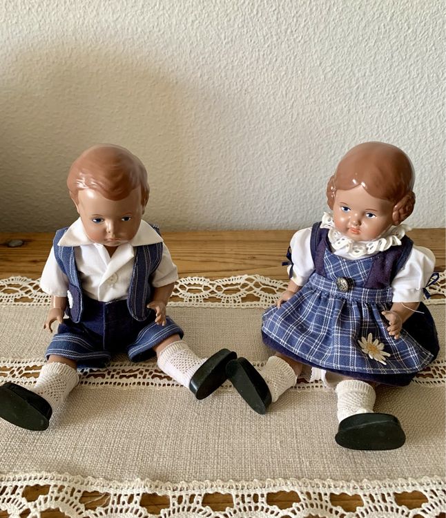  Alte Puppen von Schildkröt, Hans und Bärbel in Tracht (Gebraucht) in Motiv 