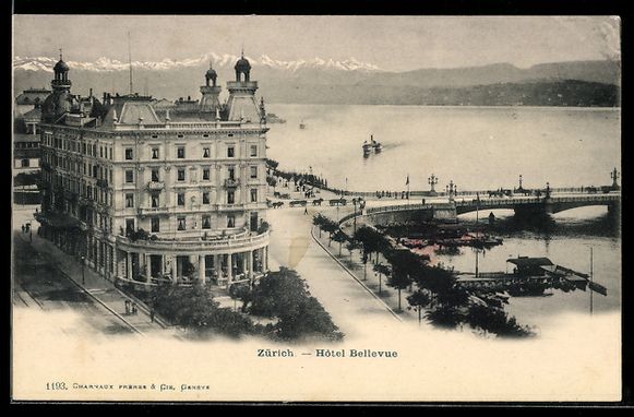 Cartoline postali: AK Zürich, Hotel Bellevue – Usato da Berlin venduto da bartko-reher