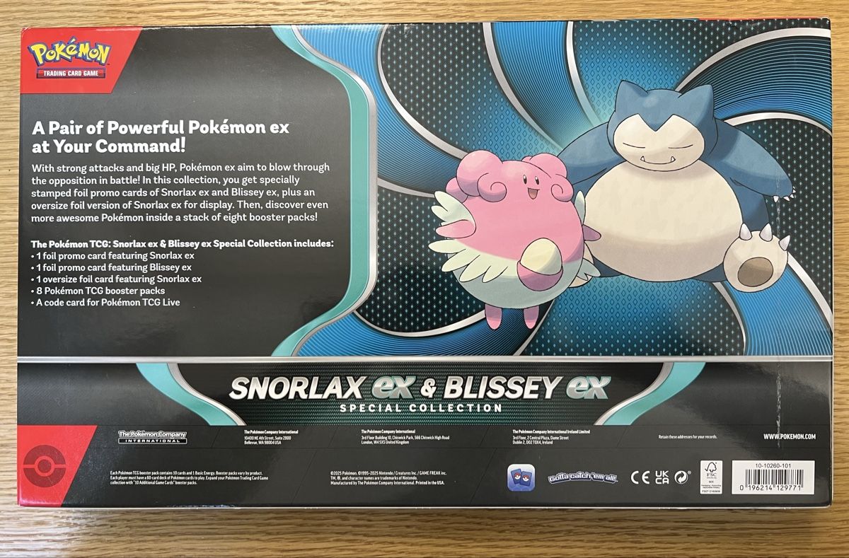 Pokémon Colección Especial Snorlax Ex Y Blissey Ex – Carta Holográfica Gigante + 8 Sobres De Mejora