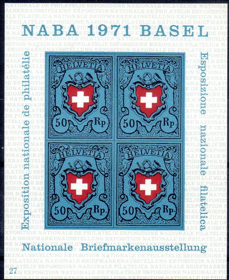 Tutti i francobolli: NABA 1971 BASEL BLOCK NR 27 ** POSTFRISCH ** - AX261 – Nuovo (secondo la descrizione) da Losone venduto da EM2019