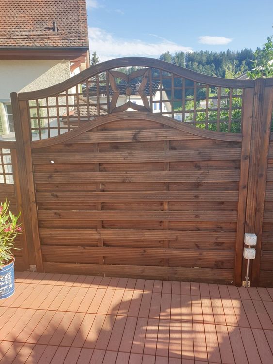 3x Holz Zaunelement Sichtschutz Hawaii 180x180 m. Pfosten Kaufen auf