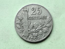 25 Centimes France 1905 Patey, rare
