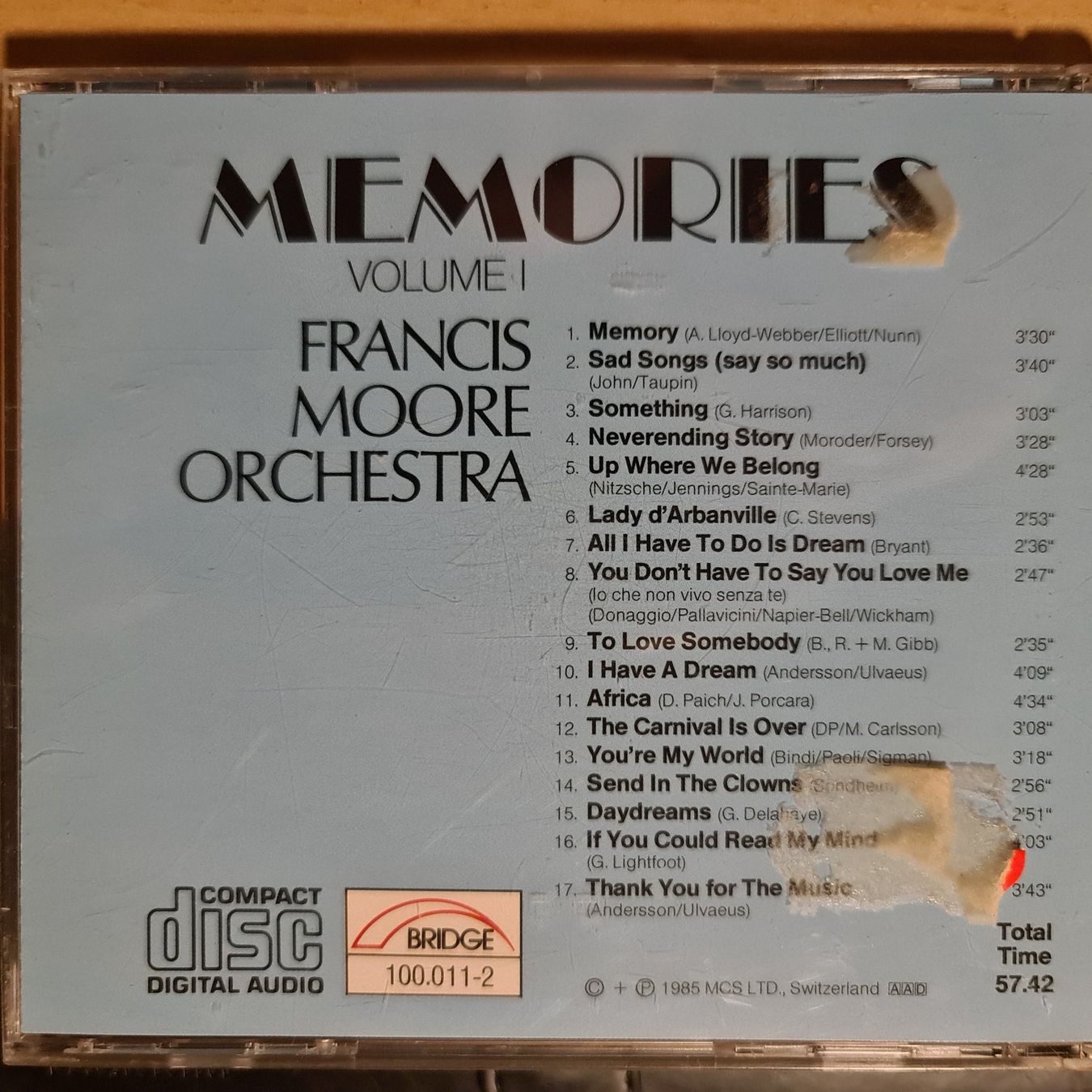 CD: Francis moore Orchestra - memories – Usato da Dintikon venduto da Vexi 1
