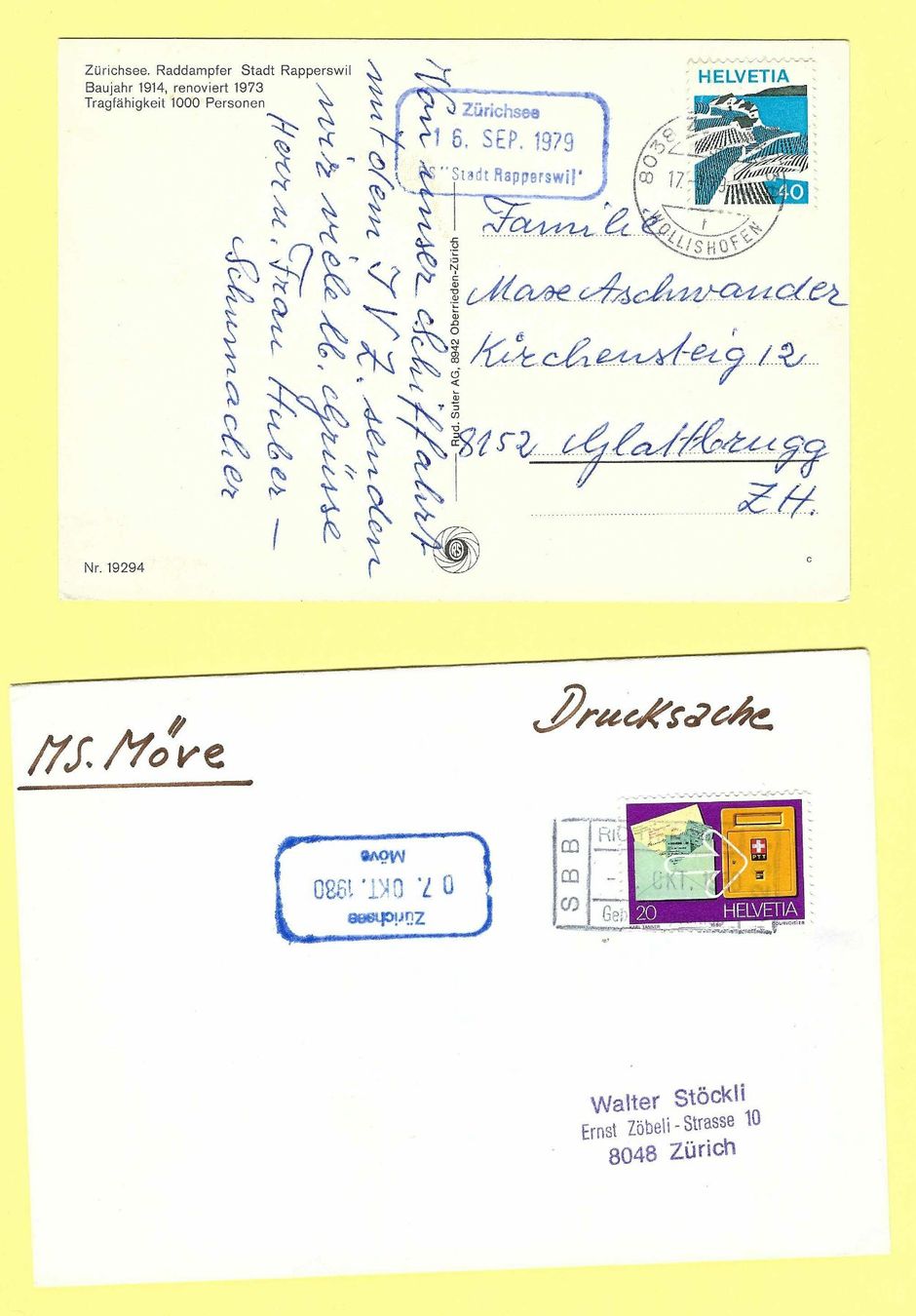 Alle Briefmarken: 4 Belege mit Schiffstempeln dn – Gebraucht aus Aarau von fussball-fussball 1