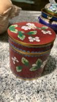 Pot émail cloisonné Asia Boite Kasten vintage Blument