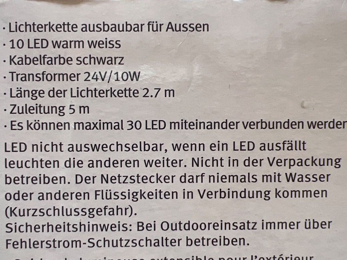 Lichterketten & Leisten: 3 Lichterketten outdoor – Neu (gemäss Beschreibung) aus Mastrils von  1