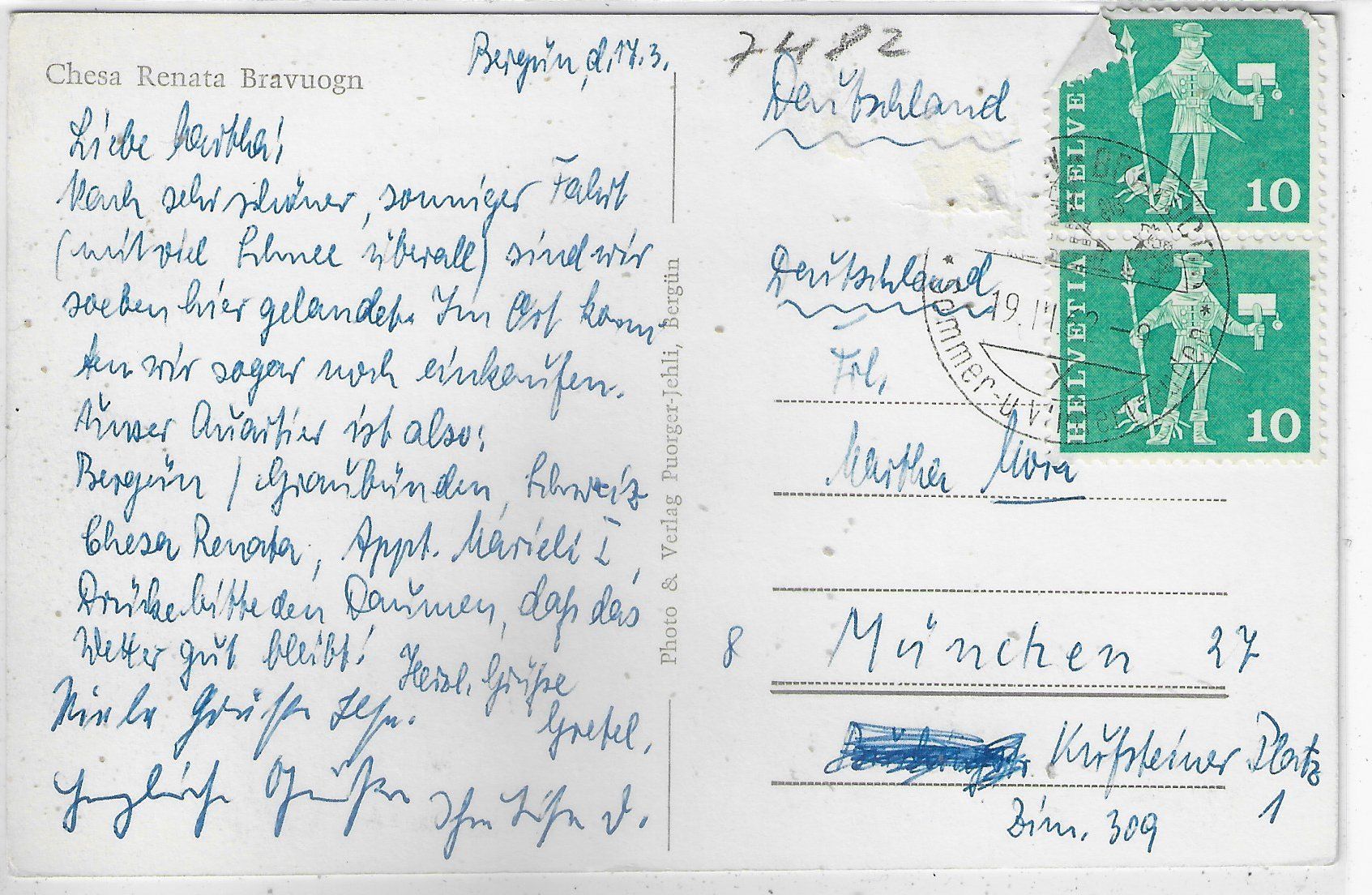 Cartoline postali: Chesa Renata - Bergün im Winter – Usato da Ettingen venduto da Kartenplanet 1