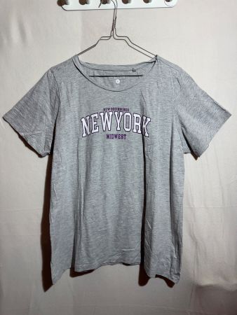Graues T-Shirt mit Aufdruck von Chicoree Gr. XL