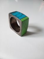 Silber Design Ring  farbige einlagen Grösse 18, neuwertig