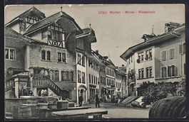 Morat / Murten, Rübenloch mit Brunnen