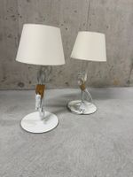 Zwei Tischlampen weiss mit Stoffschirm