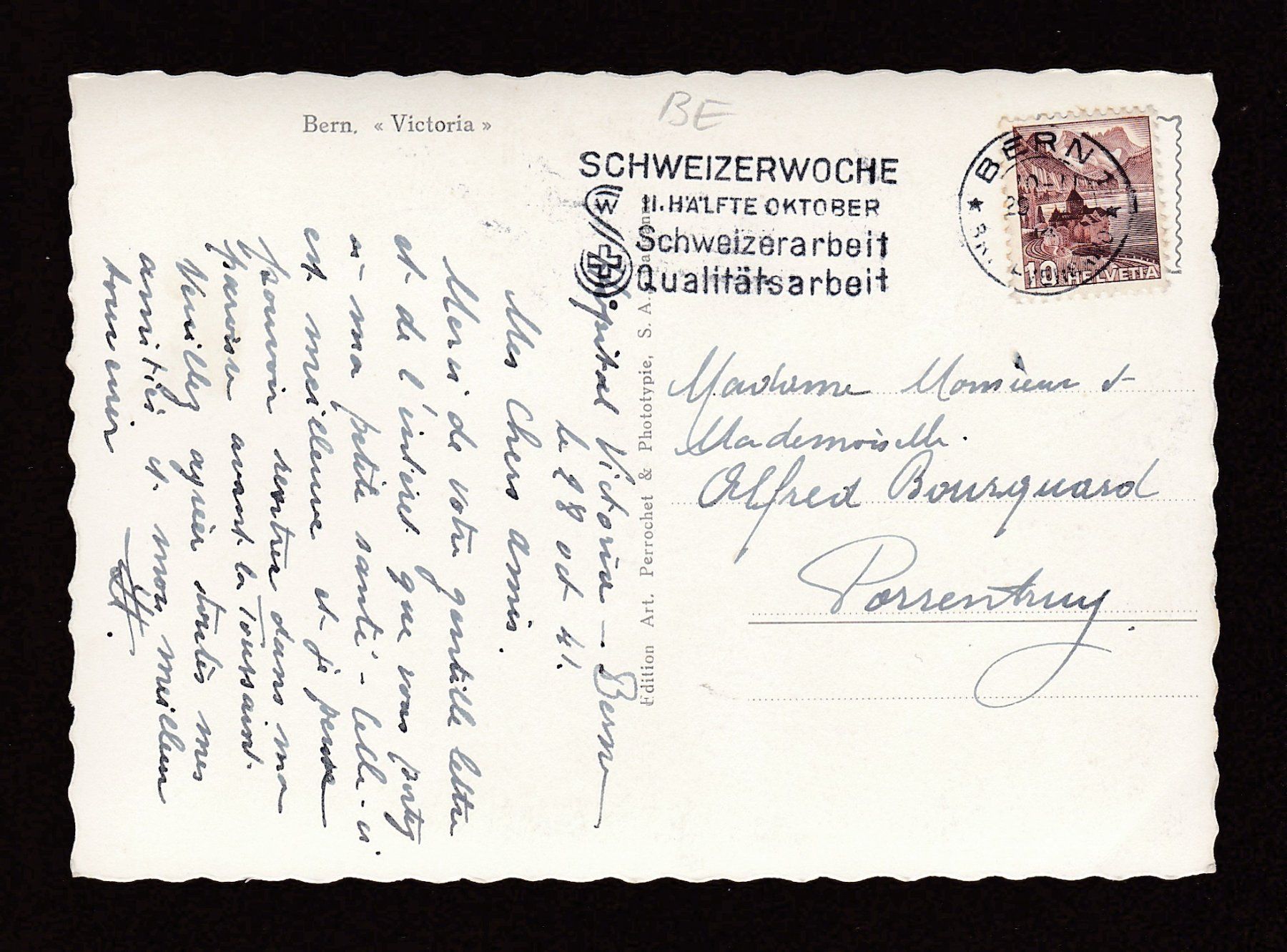Cartoline postali: BERN "Victoria" 1941 – Usato da Reiden venduto da cinfis 1