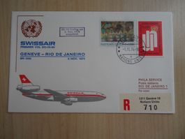 Flugpostbrief Swissair 3.11.74 Genève-Rio de Janeiro SR-200