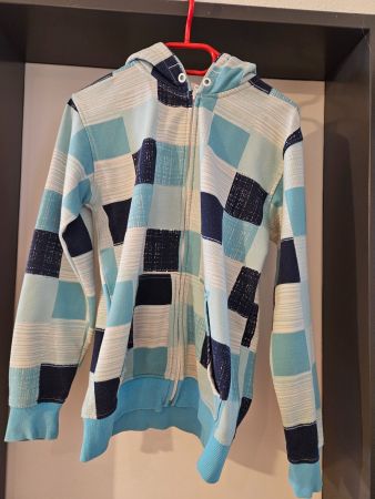 Sweatjacke mit Kapuze - marine/hellblau/weiss - Gr.170