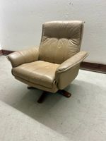 Mid-Century Leder Drehsessel, Möbelindustrie SEM