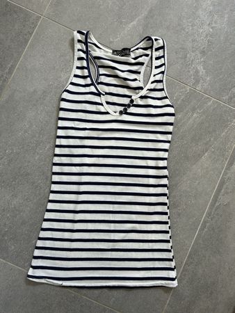 Débardeur rayé blanc et bleu taille S