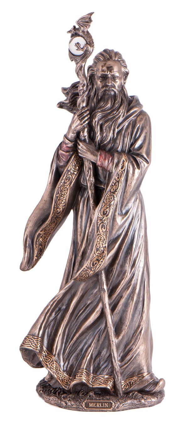 Figuren: Merlin - Kunstharz-Statue mit Kristallkugel – Neu und originalverpackt aus Mauren von Yeelen
