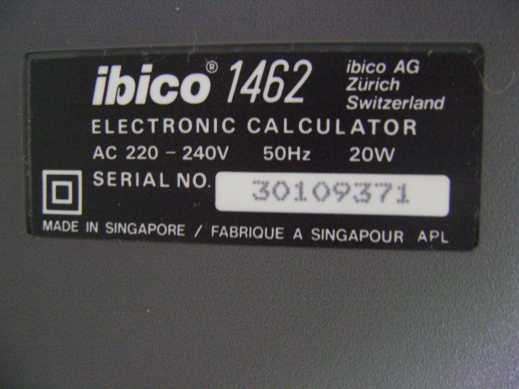 Ibico Taschenrechner: Tischrechner von Ibico, Modell 1462 – Gebraucht aus Wil SG von Pascal_V 8