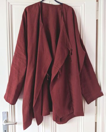CHRISTA DE CAROUGE : Veste en lin rouge-brun TU /XL-XXL