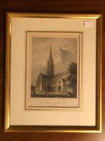 Salisbury Cathedral. Antike Aquatinta.