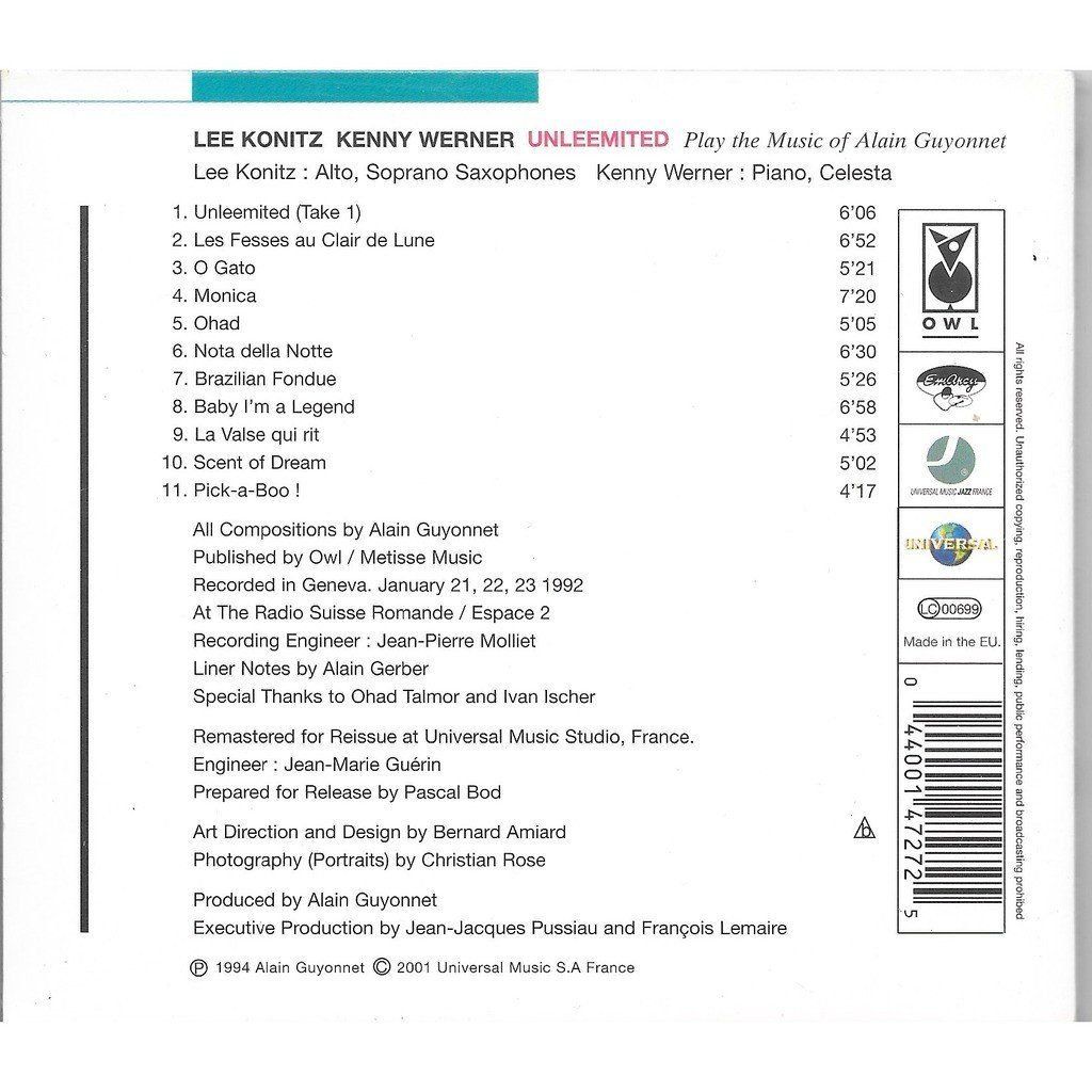 CD: Kenny Werner [EmArcy] with Lee Konitz – Usato da Unterbäch venduto da boolic 1