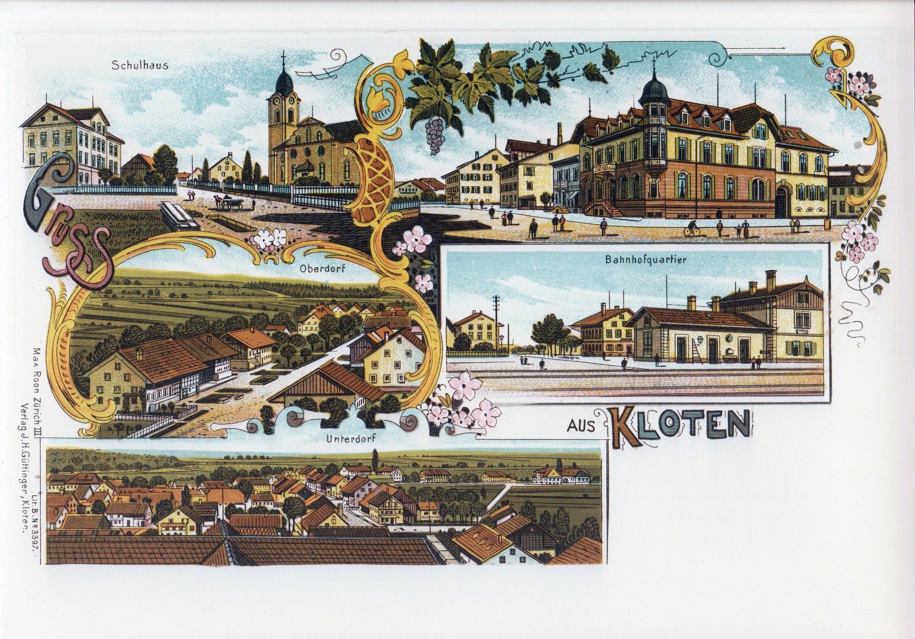 Foto & Immagini: Kloten - (Litho um 1900) – Usato da Fällanden venduto da Blausegelfliege