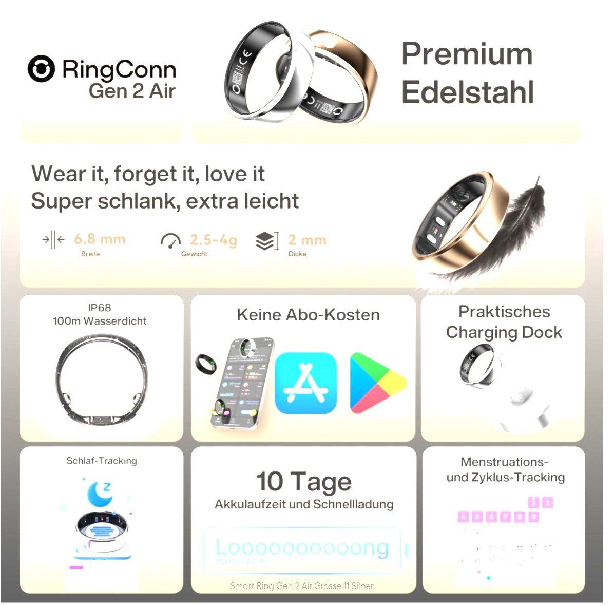 Bagues: RingConn Smart Ring Gen 2 Air Grösse 11 Silber – D'occasion à Ittigen par Scbern2 3